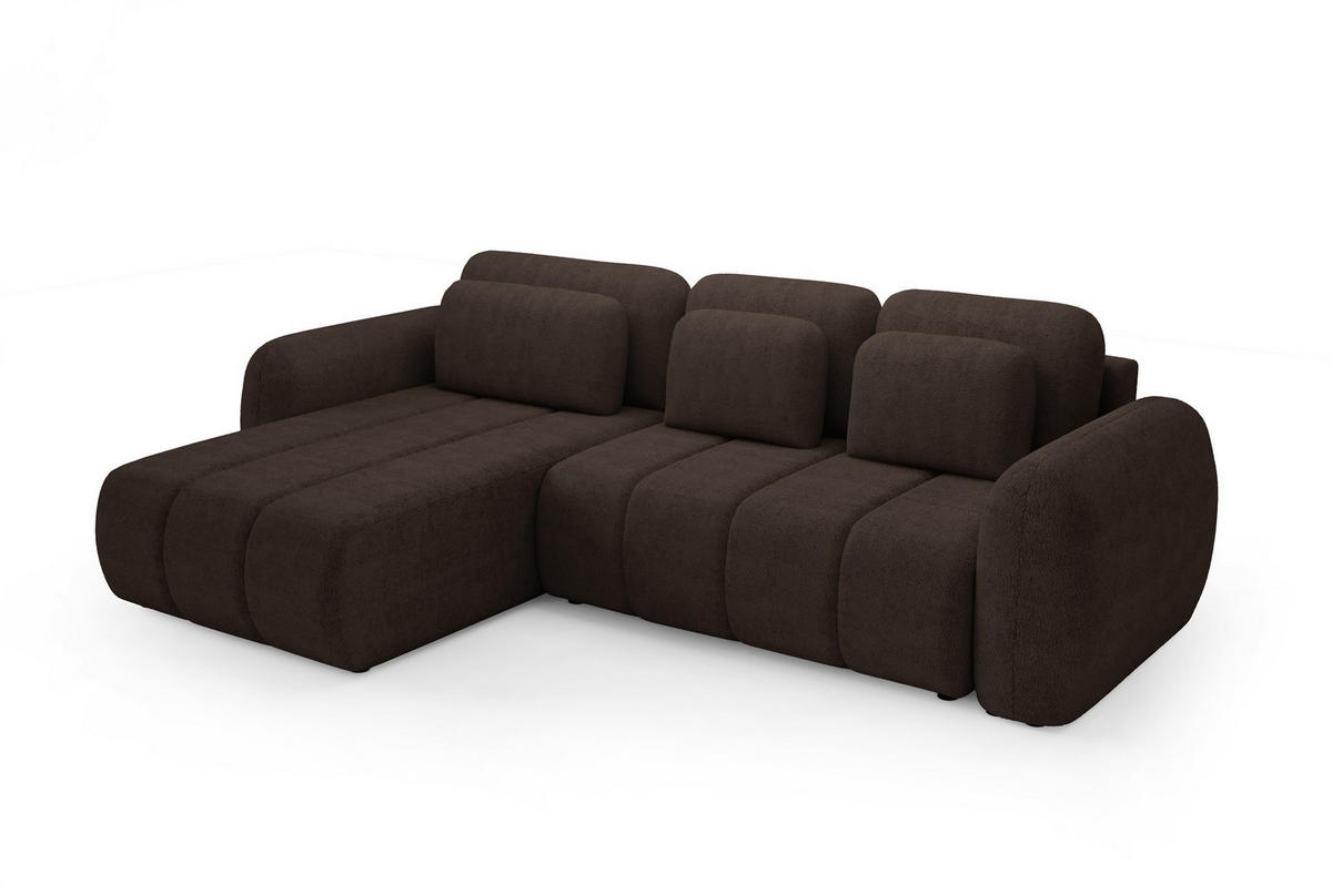 ECKSOFA Caria Mit Schlaffunktion - Braun, Holzwerkstoff/Textil (304/190cm) - Fun Möbel