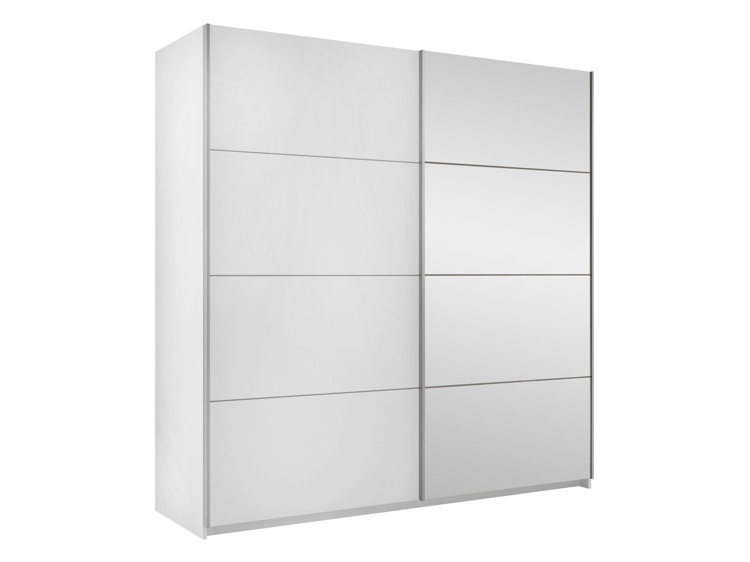SCHIEBETÜRENSCHRANK Atalio 200 - Silberfarben/Weiß, Holzwerkstoff/Metall (200/215/60cm) - MIRJAN24