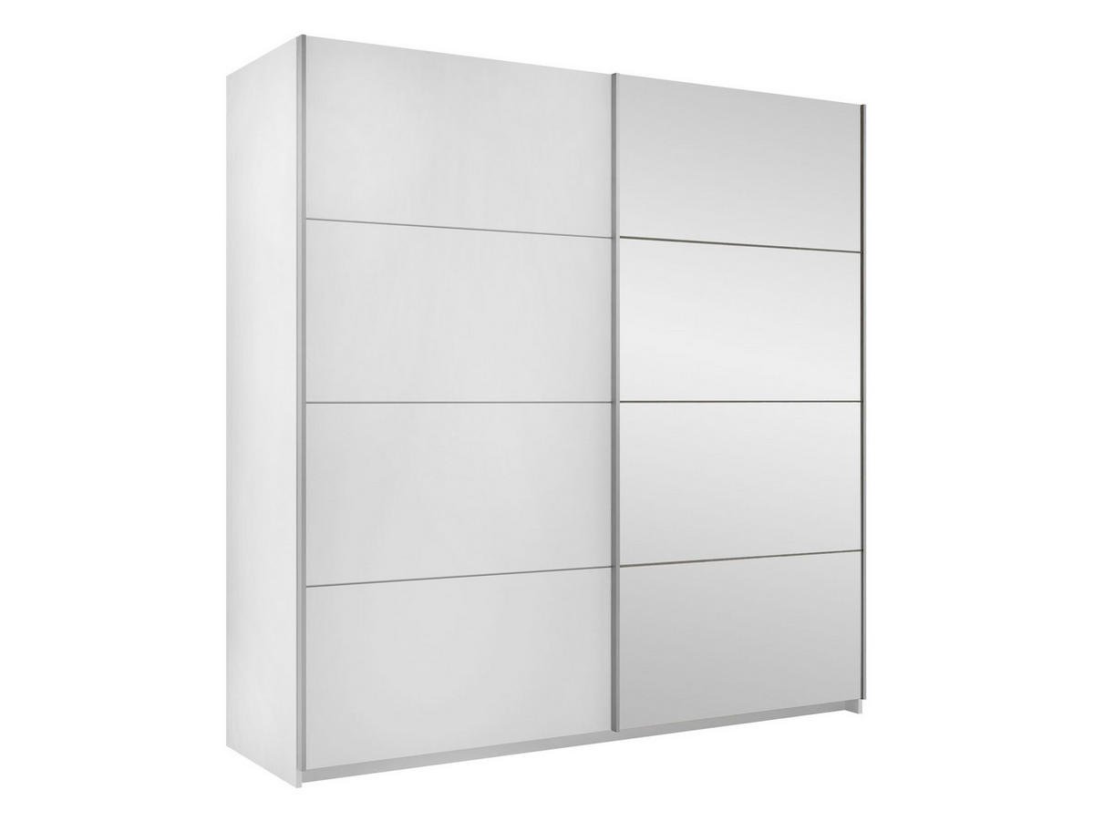 SCHIEBETÜRENSCHRANK Atalio 200 - Silberfarben/Weiß, Holzwerkstoff/Metall (200/215/60cm) - MIRJAN24
