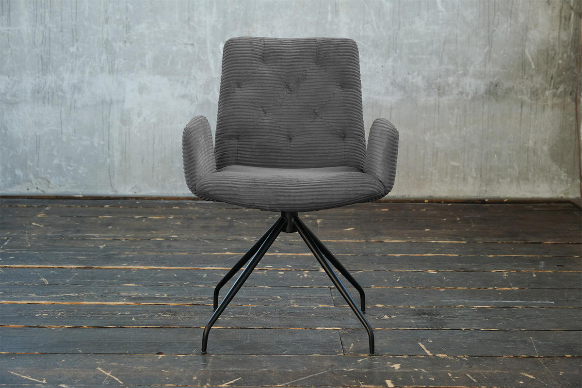 DREHSTUHL NEW CHARME Grau Cord - Dunkelgrau/Grau, Textil (59/87/66cm) - KAWOLA
