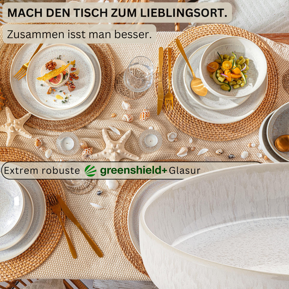 PASTASCHALEN Set Korfu 4 teilig - Creme, Stein (24/5/24cm) - Sänger