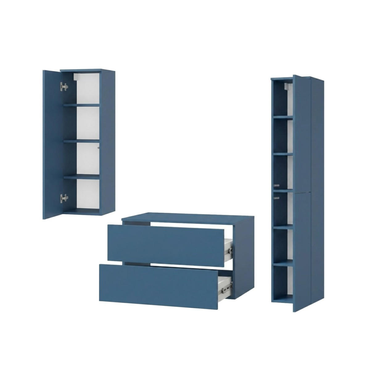BADMÖBEL-SET Color Meeresblau 3-Teilig (2S 80 + 1D 100 + 2D 160) - Dunkelblau, Holzwerkstoff (140/160/45cm) - mzm24