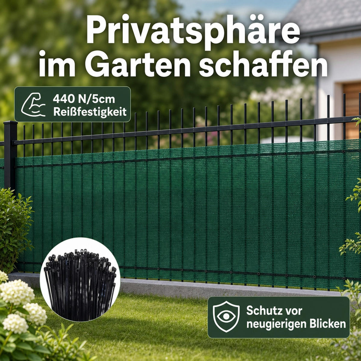 SICHTSCHUTZNETZ - Dunkelgrün, Kunststoff (120/120cm) - KLASEBO