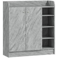 SCHUHSCHRANK DE-38051 83/30/90 cm mit 2 Türen und 4 offenen Fächern Grau - Grau, Holzwerkstoff (83/90/30cm) - ComfortXL