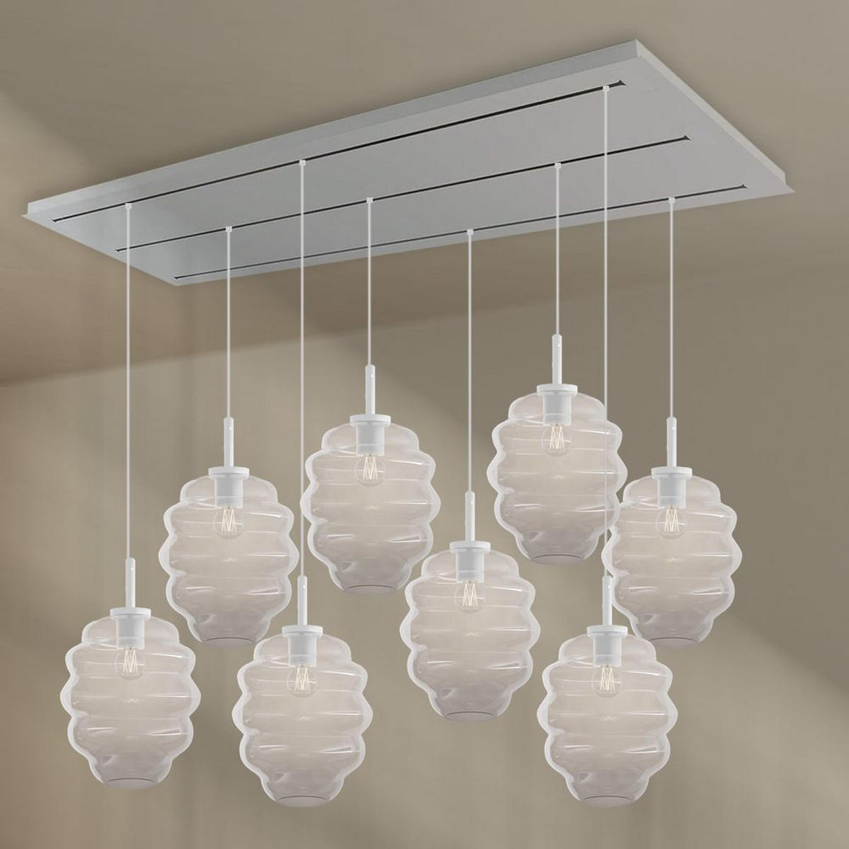 HÄNGELEUCHTE Echos 8-flammig Rauch Ø 25cm - Anthrazit/Schwarz, Glas (25/25/28cm) - s.luce