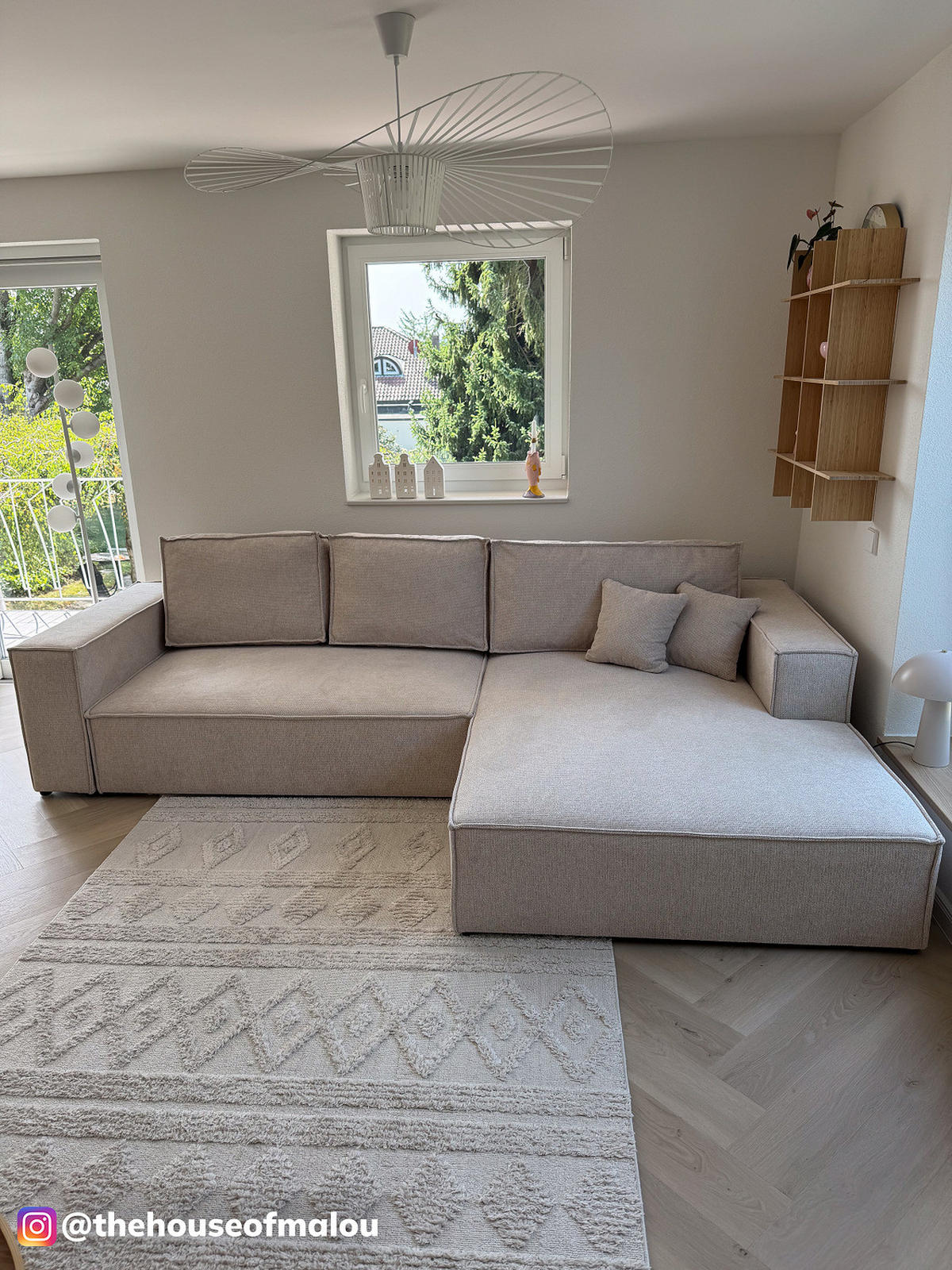 ECKSOFA mit Schlaffunktion - Longchair - Beige/Schwarz, Kunststoff/Textil (294/185cm) - home24