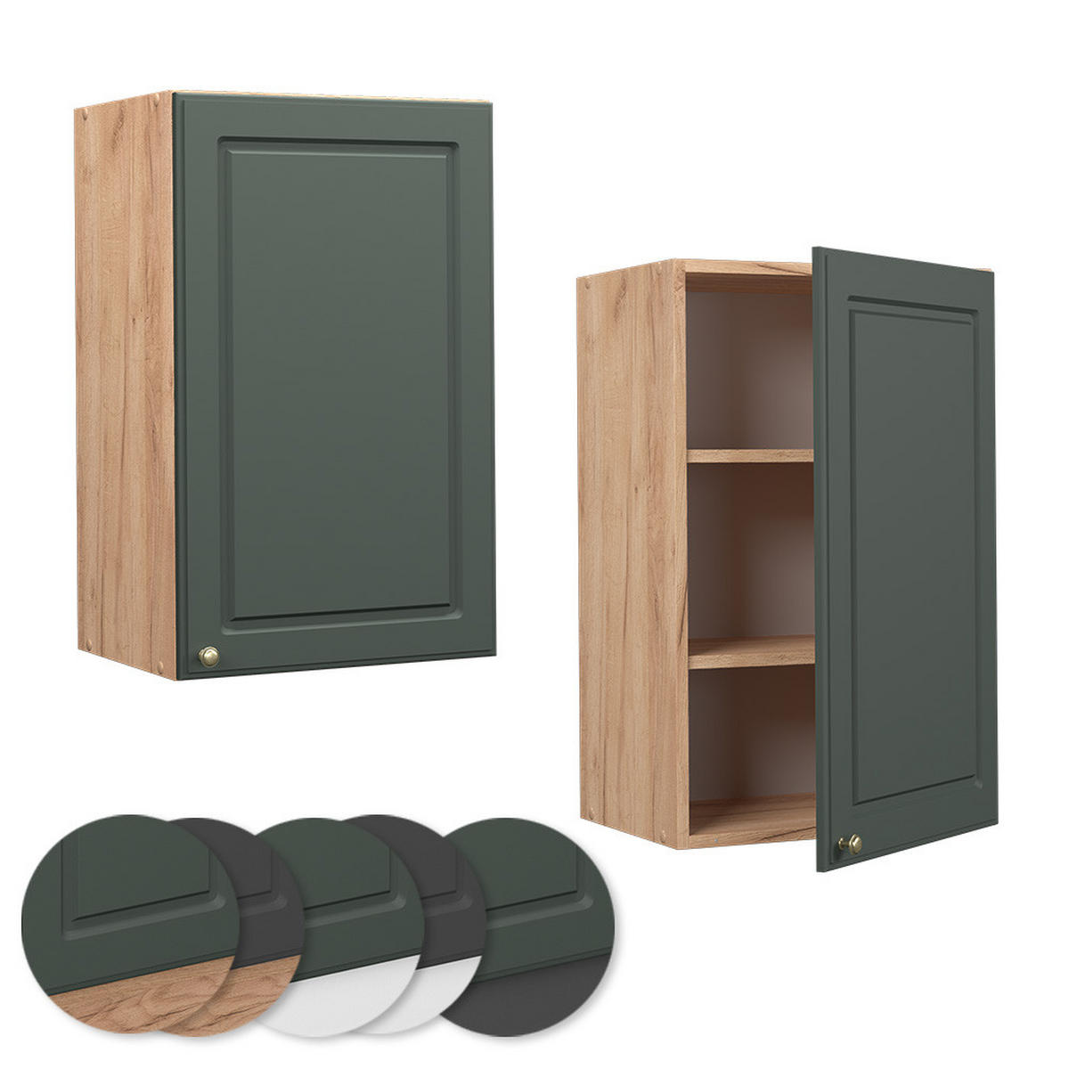 HÄNGESCHRANK Fame-Line Grün-Gold Landhaus 45 cm - Honigeiche/Eiche Wotan, Holzwerkstoff (45/72/34.1cm) - Vicco