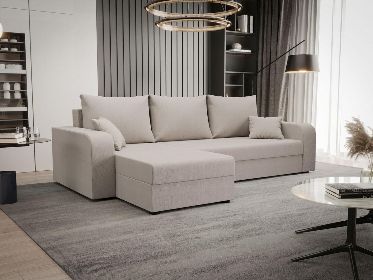 ECKSOFA HEWLET L BIS Cosmic 10 Links mit Schlaffunktion - Beige, Textil (240/140cm) - Bedante