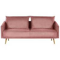 3-SITZER-SOFA Samtstoff Rosa Maura - Pink, Textil (185/83/78cm) - Beliani