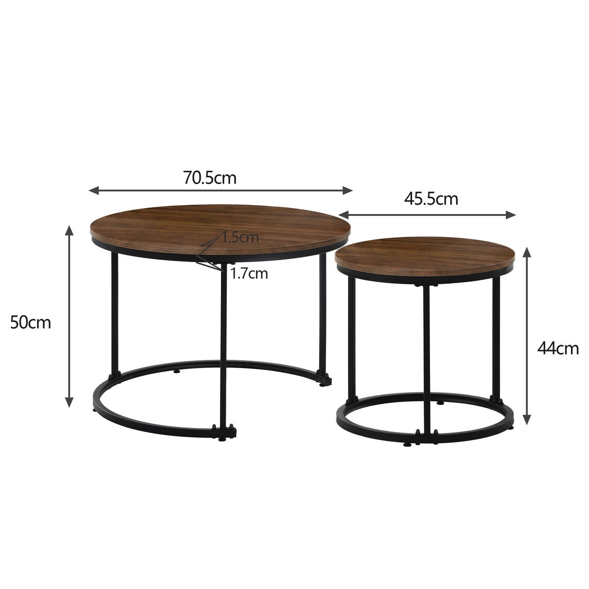 COUCHTISCH in Walnussfarben und Schwarz mit Tischplatte in Marmoroptik für Wohnzimmer, B71/T71/H50 cm - Walnussfarben/Schwarz, Holzwerkstoff/Metall (70.5/70.5/50cm) - STILVORA