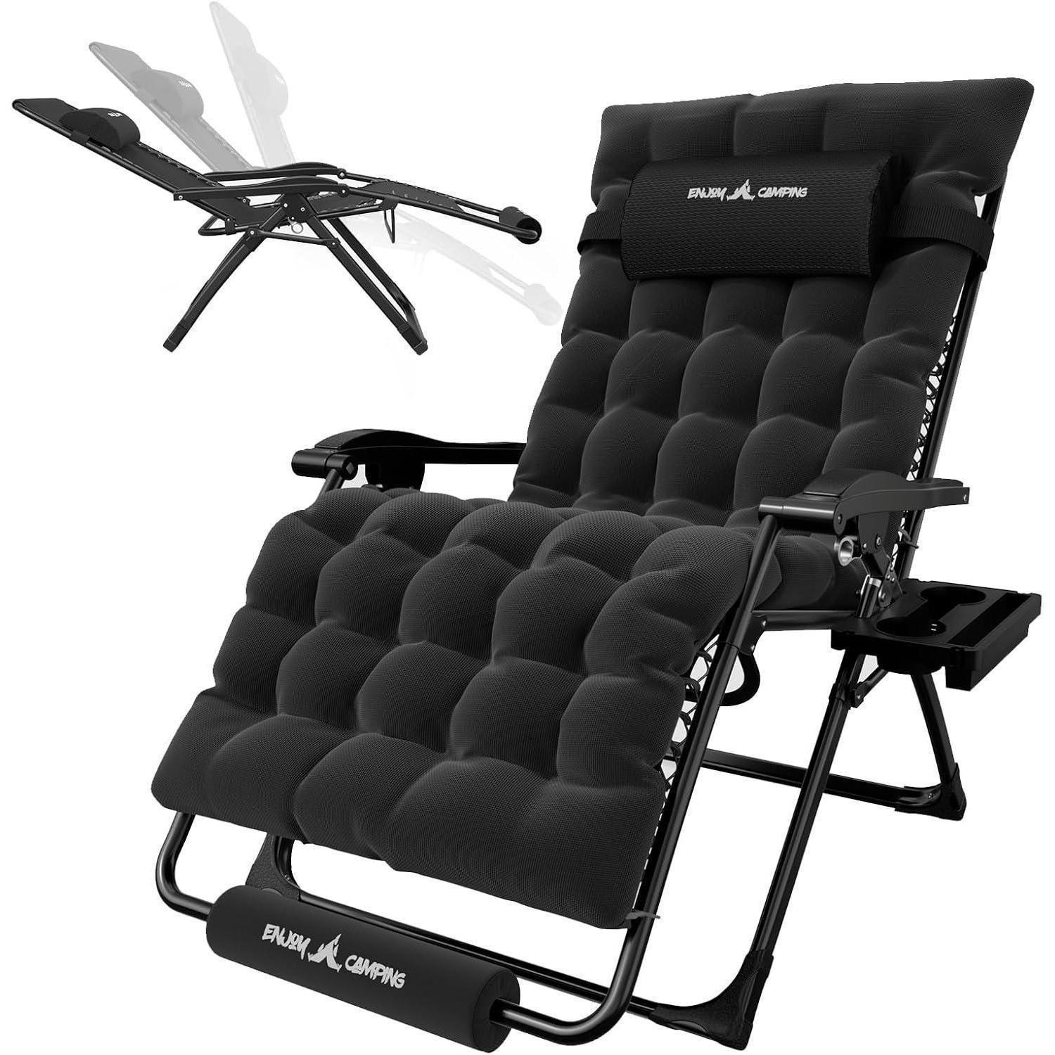 SONNENLIEGE klappbar mit Auflage 78cm extra breit Schwarz - Schwarz, Textil (84/114/102cm)