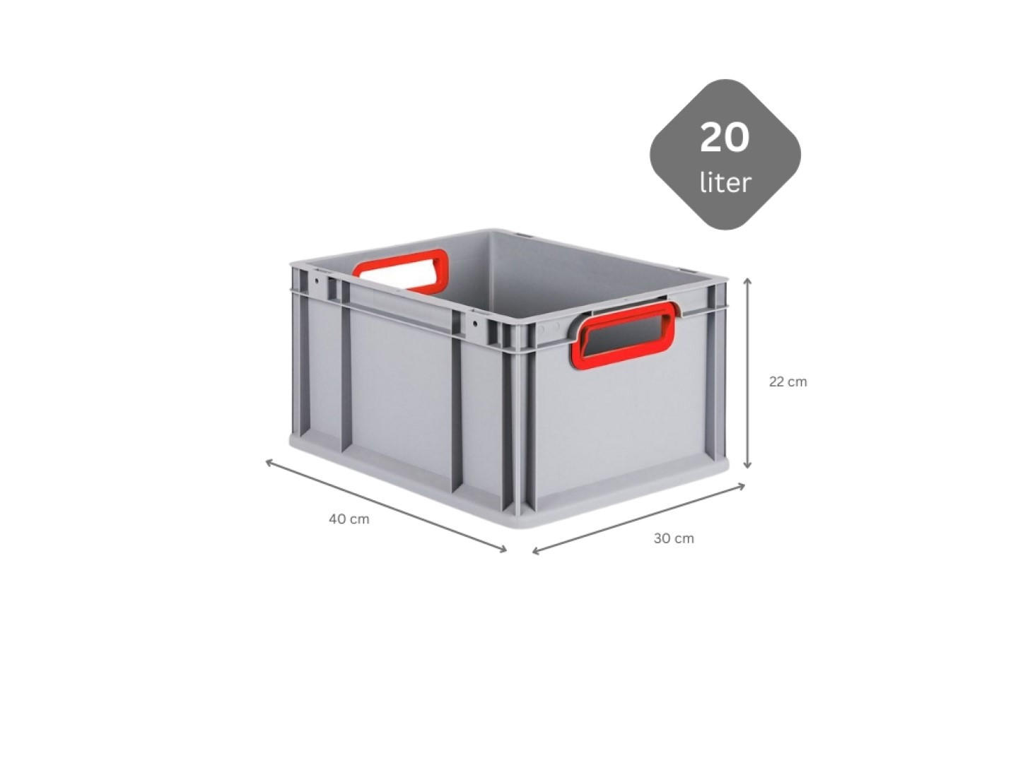 EUROBOX Nextgen Color 22x30x40cm 20 Liter Griffe Rot Offen - Rot, Kunststoff (30/22/40cm) - PROREGAL
