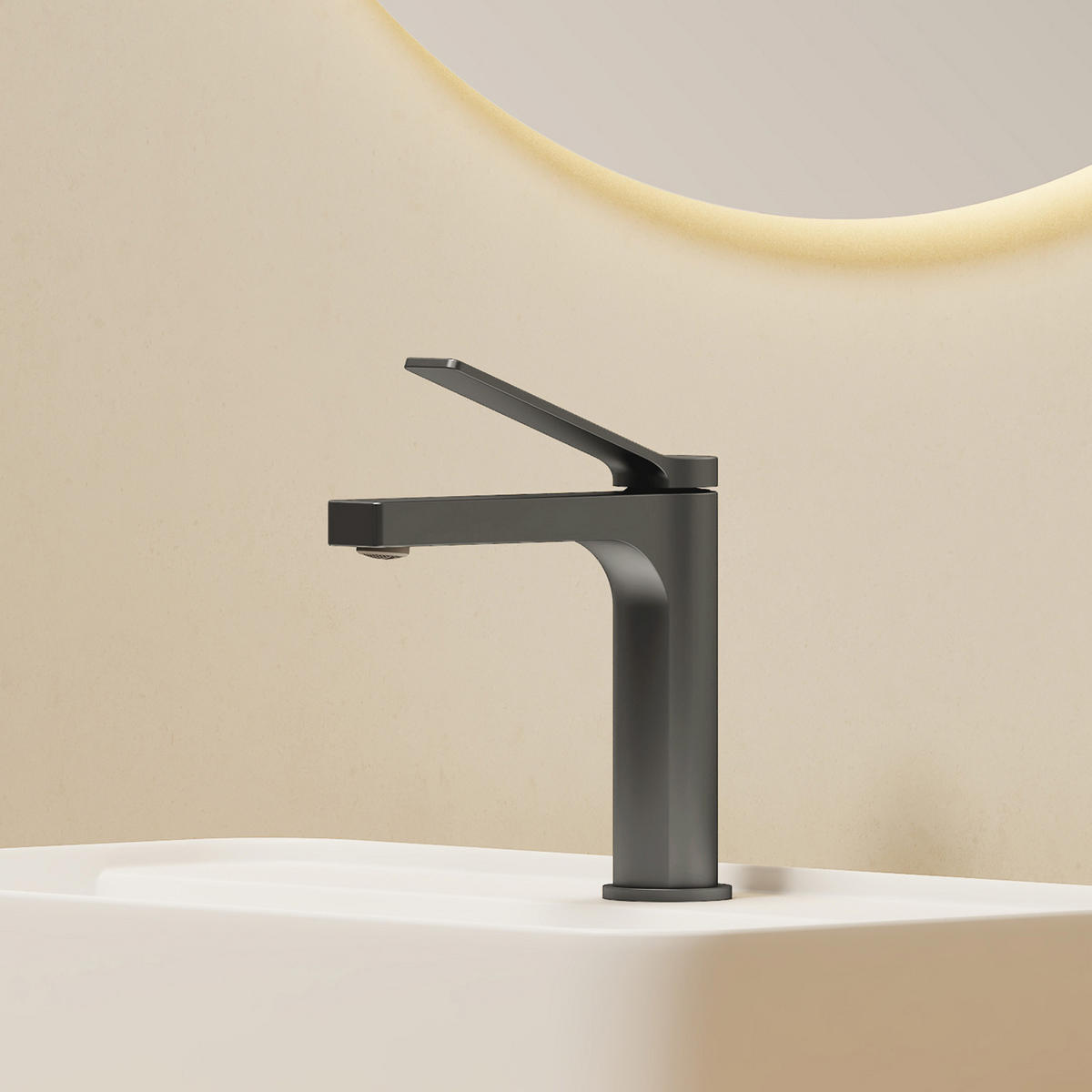 TVÄTTSTÄLLSBLANDARE Antracitgrå, 19,5/17,3/4,6 cm - Antracit, Metall (17.3/4.6/19.5cm) - EMKE