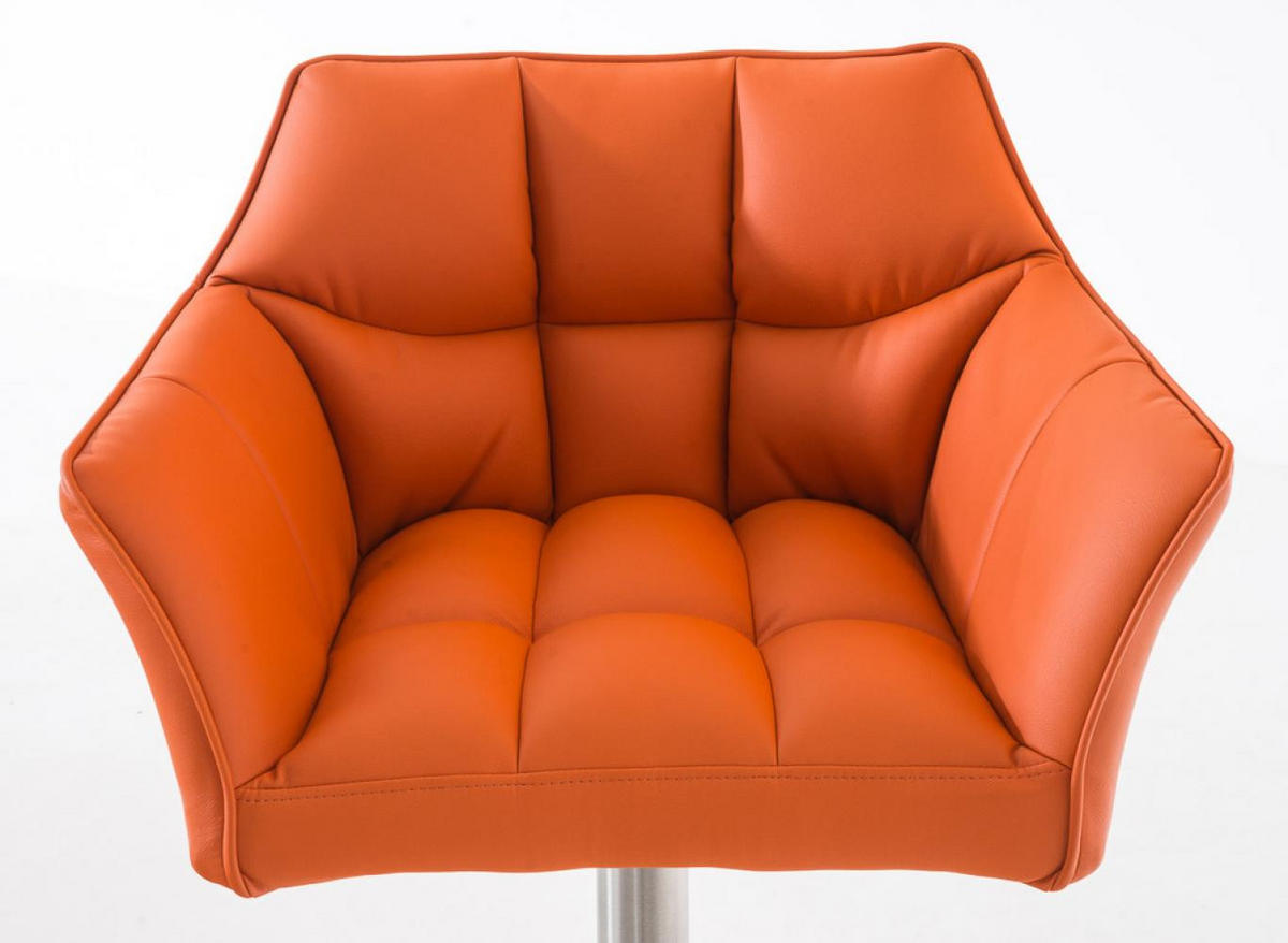 BARHOCKER 2er Set Lederlook Orange - Edelstahlfarben/Orange, Textil/Metall (64/88/45cm) - CLP