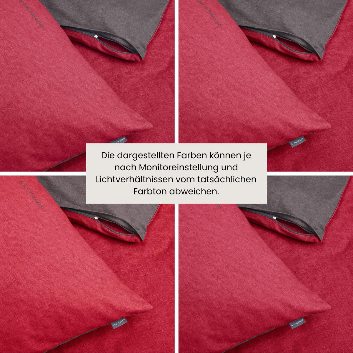 BETTWÄSCHESET Doubleface - Feinbiber - 2-teilig - 135 x 200 cm - Rot-Dunkelgrau - Dunkelgrau/Rot, Textil (155/220cm) - SCHIESSER