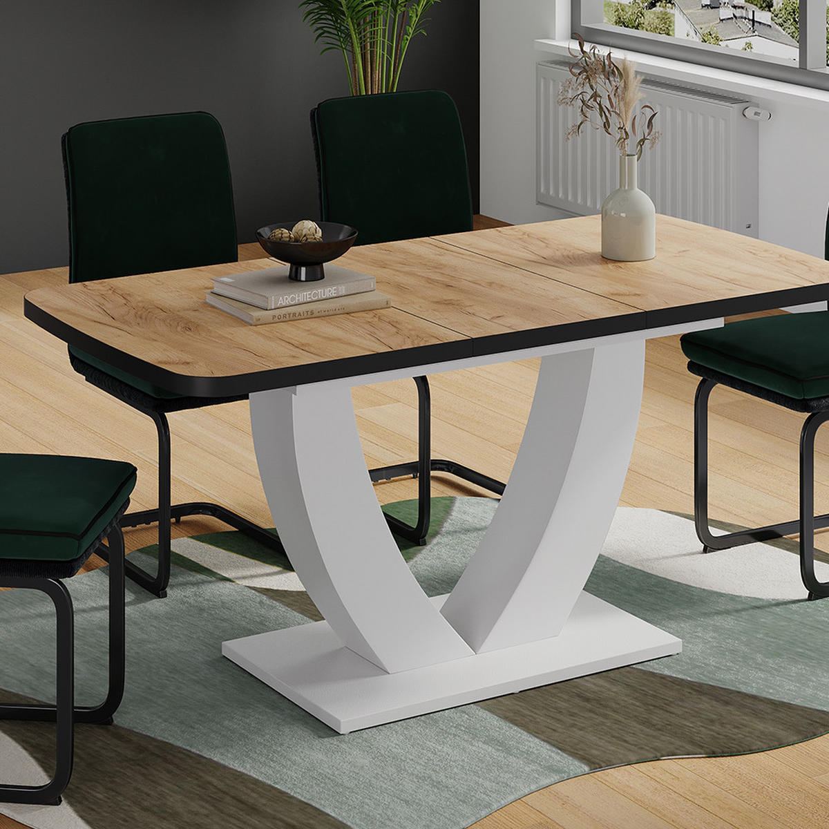 JÍDELNÍ STŮL Fenaro Zlatá síla dub/bílá - bílá/medově dubová, kompozitní dřevo (80/120/77.4cm) - Vicco