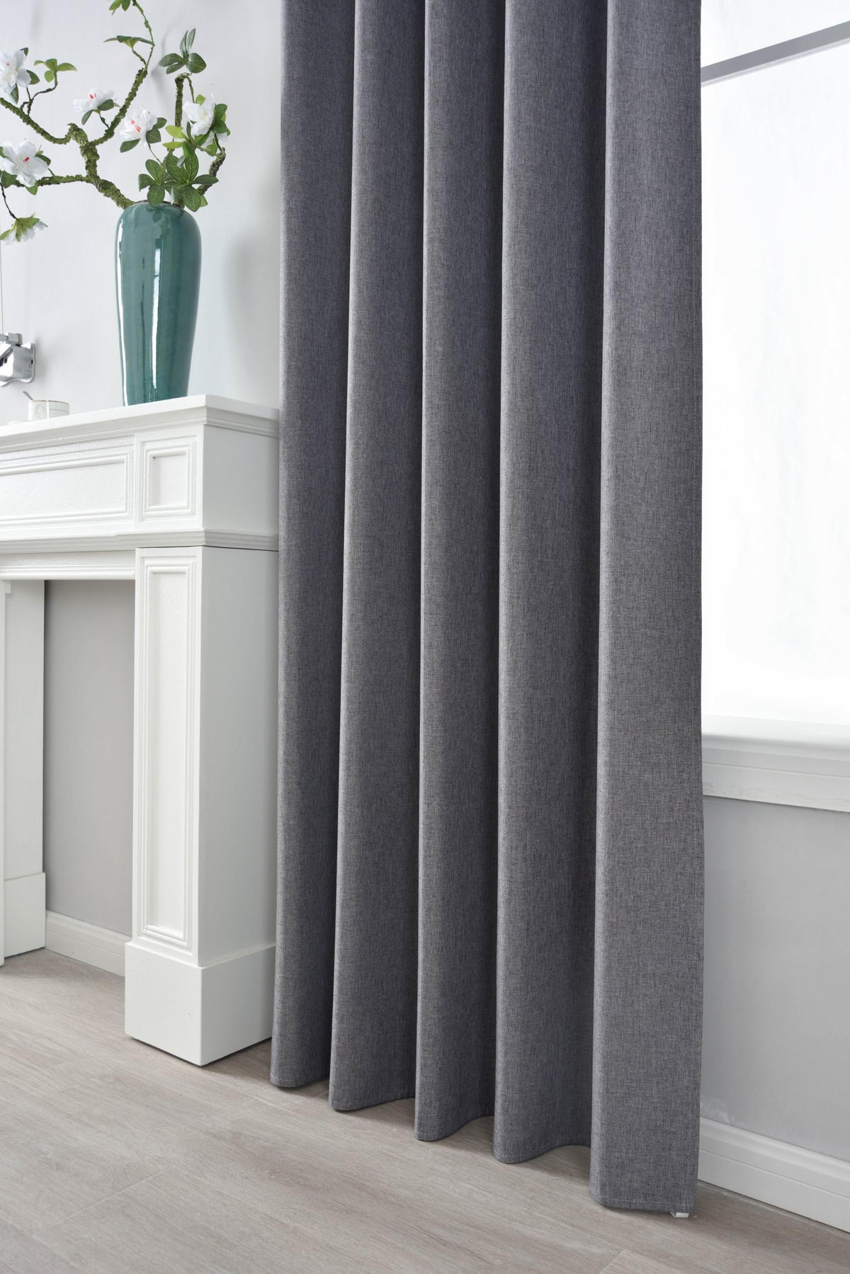 VORHANG 2ER SET BOSTON DARK HxB 175x140 cm Dunkelgrau - Dunkelgrau, Textil (140/175cm) - Gardinenbox