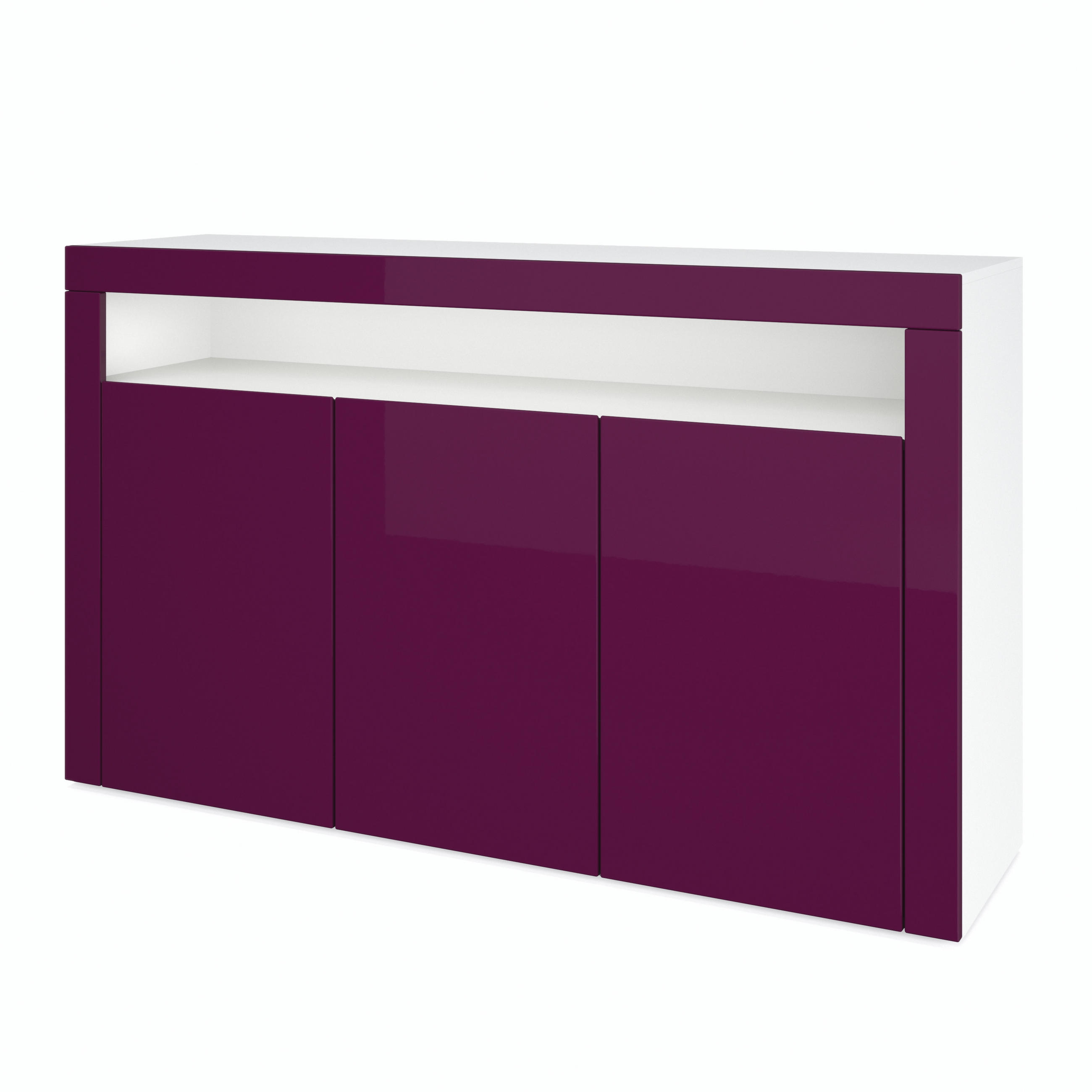 SIDEBOARD Valencia Brombeer Hochglanz / Brombeer Hochglanz - Brombeere, Holzwerkstoff (155/92/40cm) - Vladon