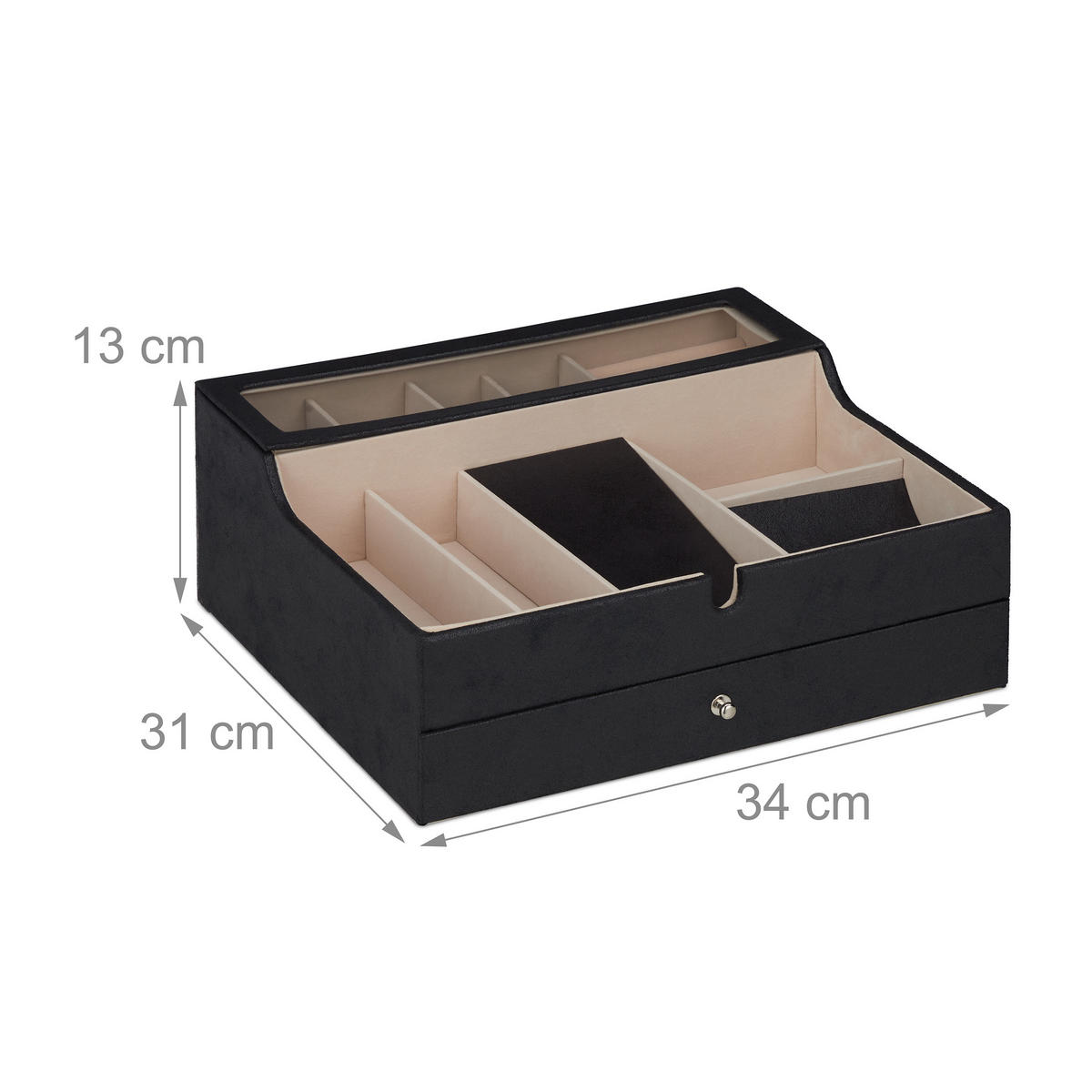 SCHMUCKKÄSTCHEN - Multicolor, Holzwerkstoff/Wellpappe (34/13/31cm) - Relaxdays