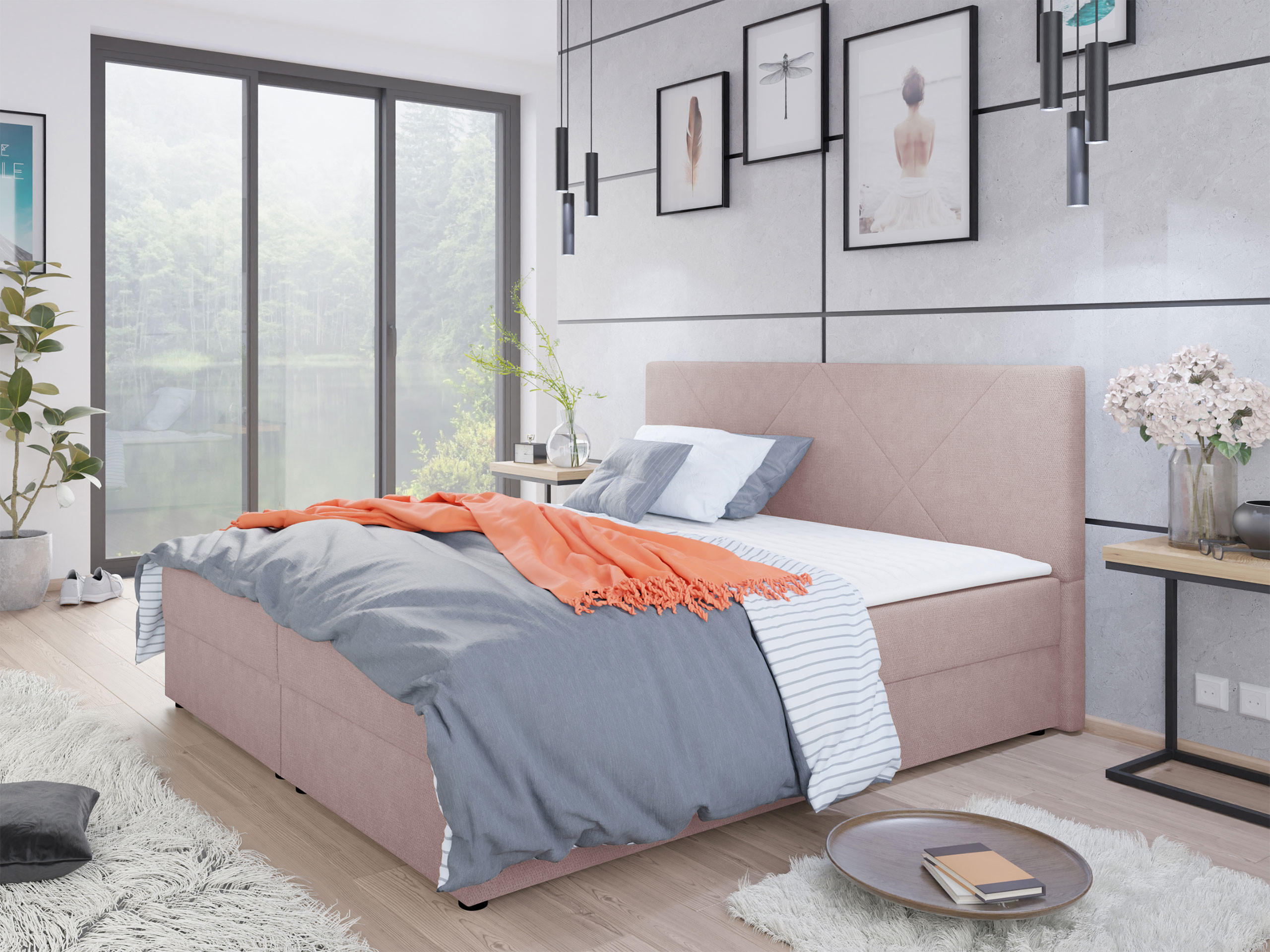 BOXBETT Fado IV - Schwarz/Rosa, Holz/Kunststoff (180/200cm) - MIRJAN24