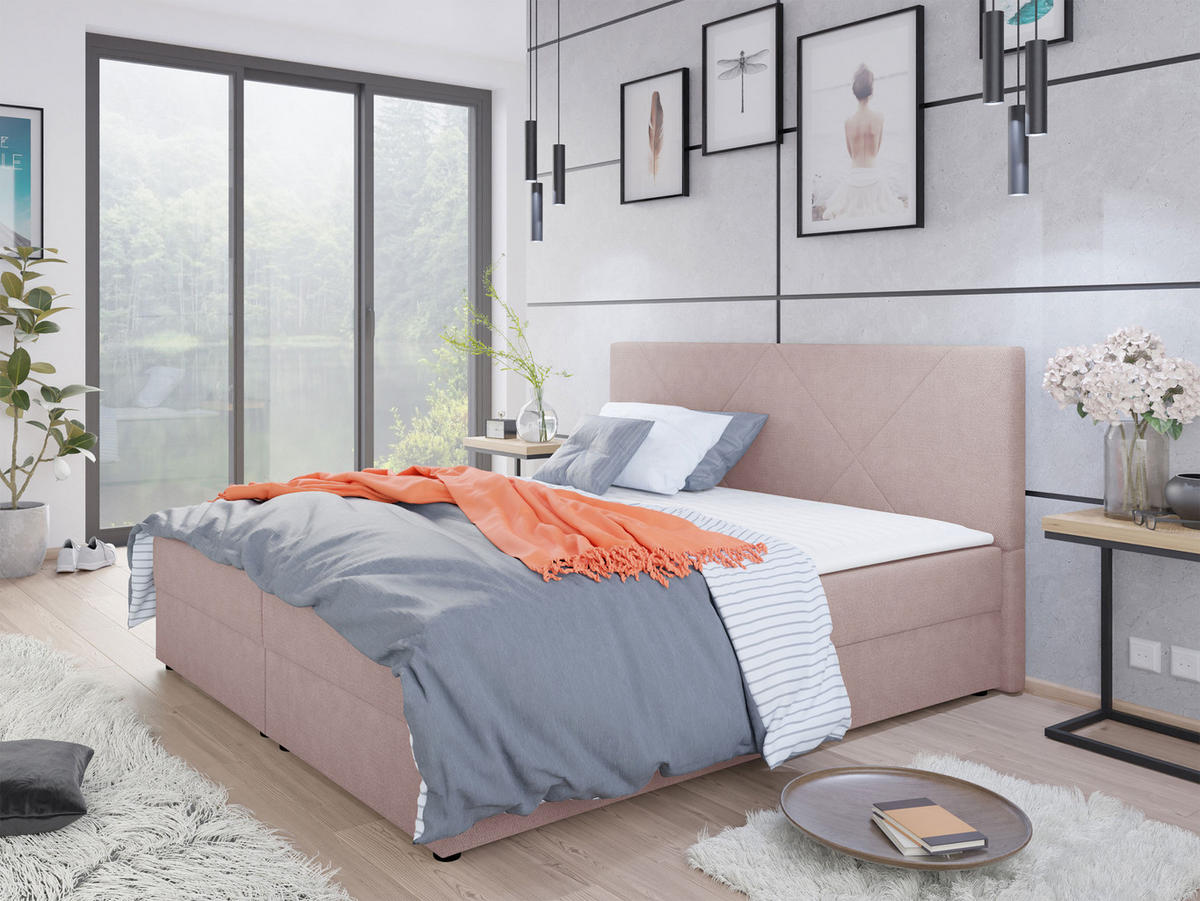 BOXBETT Fado IV - Schwarz/Rosa, Holz/Kunststoff (140/200cm) - MIRJAN24