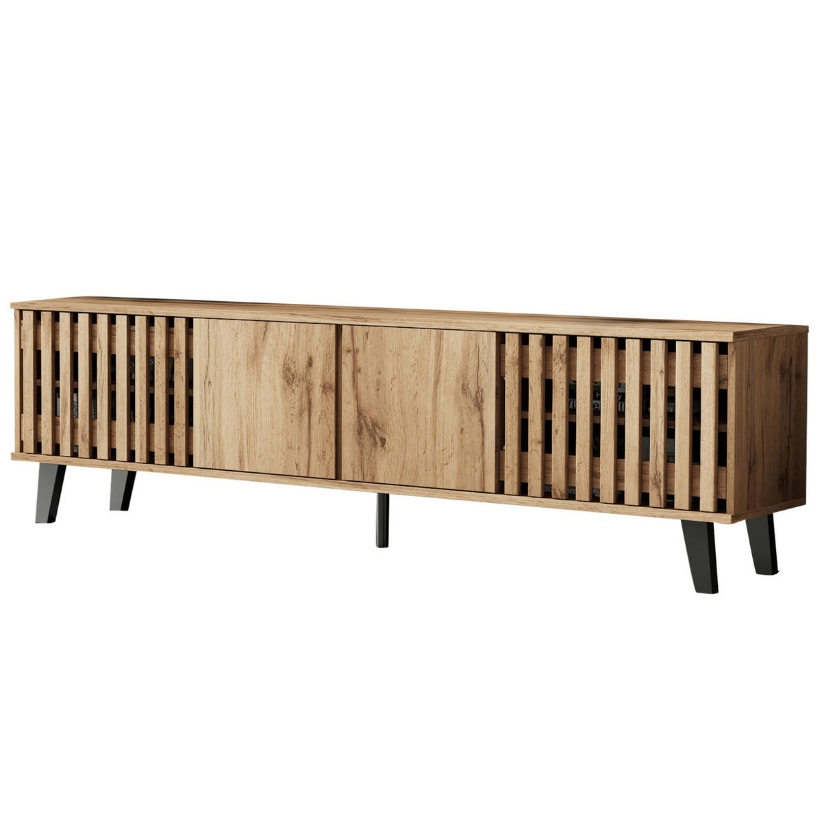 TV-SCHRANK mit 8 Ablagefächern 180 x 40 x 55 cm Holzoptik - Braun, Holzwerkstoff (40/55/180cm) - Beauniv