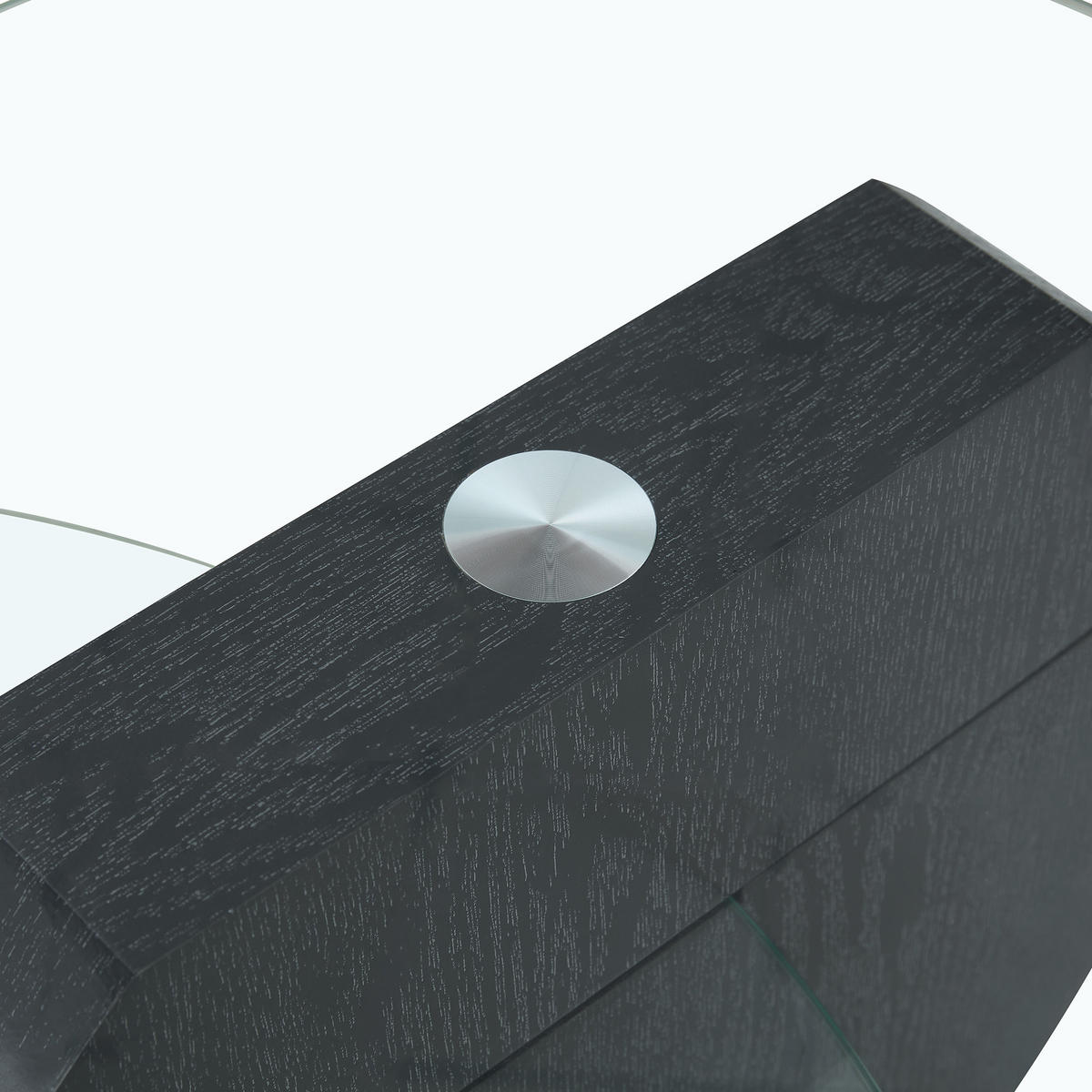 COUCHTISCH mit Ablagen MDF Glas stabil modern Wohnzimmertisch mehrstufig kompakt - Transparent/Schwarz, Glas/Holzwerkstoff (90/90/44cm) - EVRYAE
