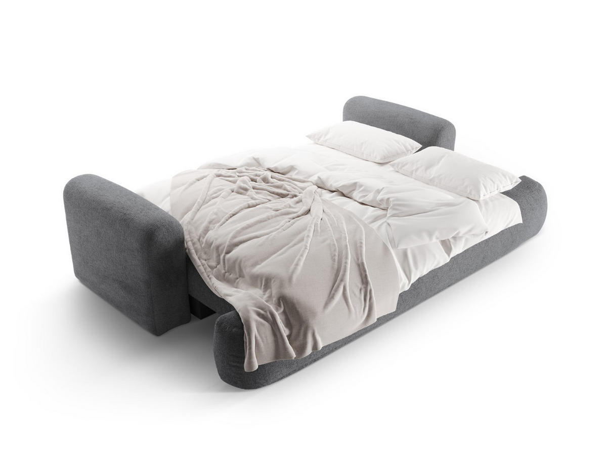 SOFA ausklappbar mit Bettkasten Ella aus strukturiertem Stoff grau 3 Sitzplätze - Grau, Textil (108/94/271cm) - Micadoni