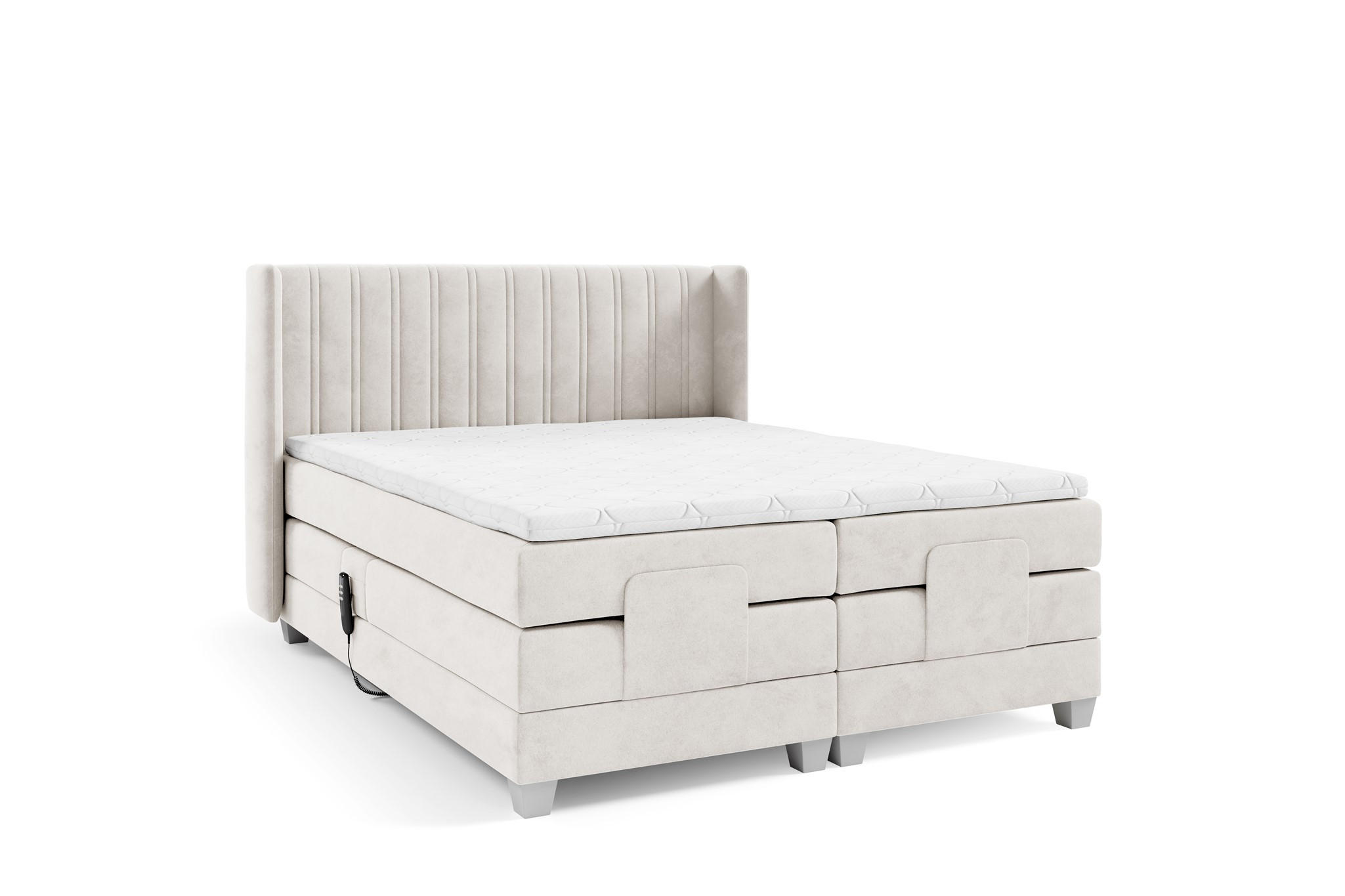 BOXSPRINGBETT Bett Elektrisch Magnus - Beige, Holzwerkstoff/Textil (120/200cm) - Fun Möbel