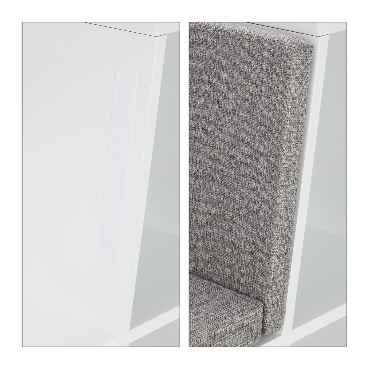 BÜCHERREGAL - Weiß, Holzwerkstoff/Textil (103/63/30cm) - Relaxdays