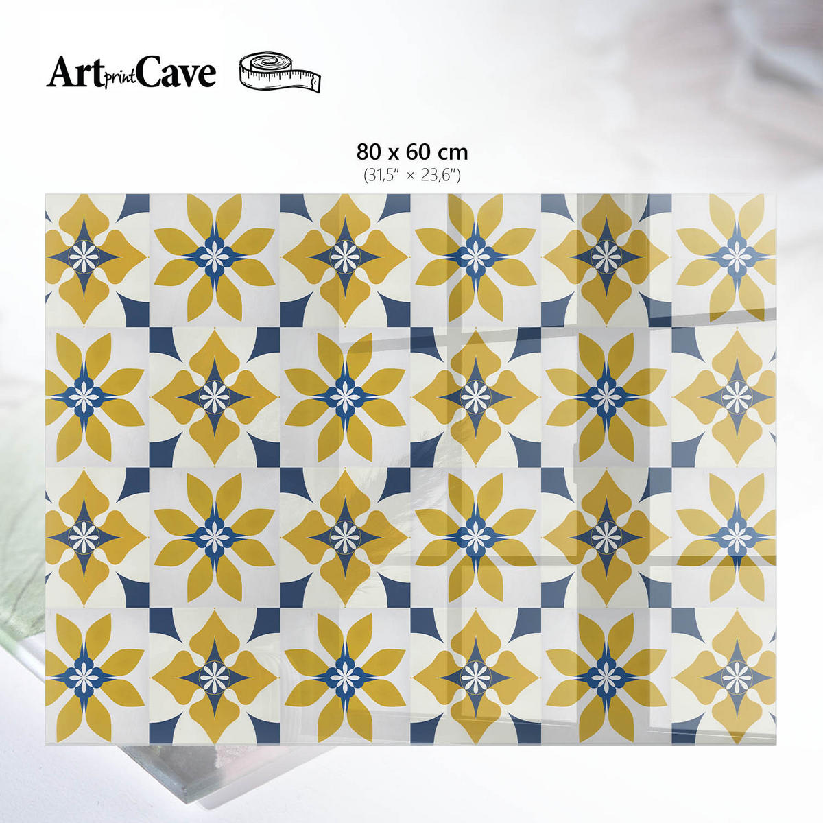 GLASPLATTE 80x60 cm – Florale Geometrie - Rot, Glas (0.4/80/60cm) - ArtPrintCave