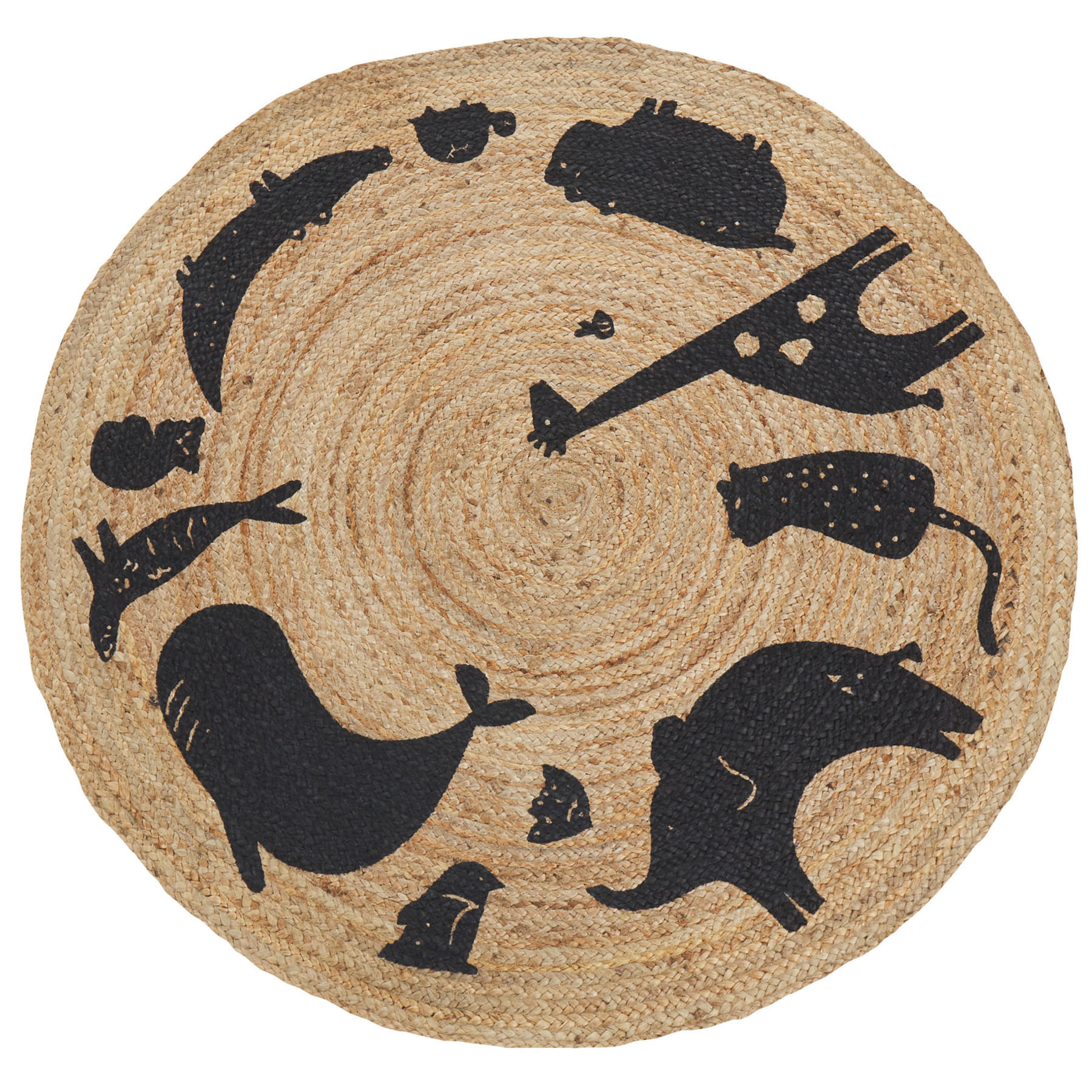 KURZFLOR-TEPPICH Beige 120 cm Earth - Beige/Schwarz, Naturmaterialen (120/120cm) - Beliani