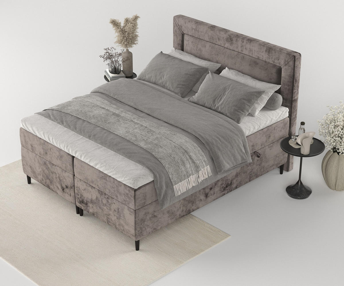 BOXBETT Noble Braun 160/200 cm - Schwarz/Braun, Holz/Holzwerkstoff (160/200cm) - Maison de Reve