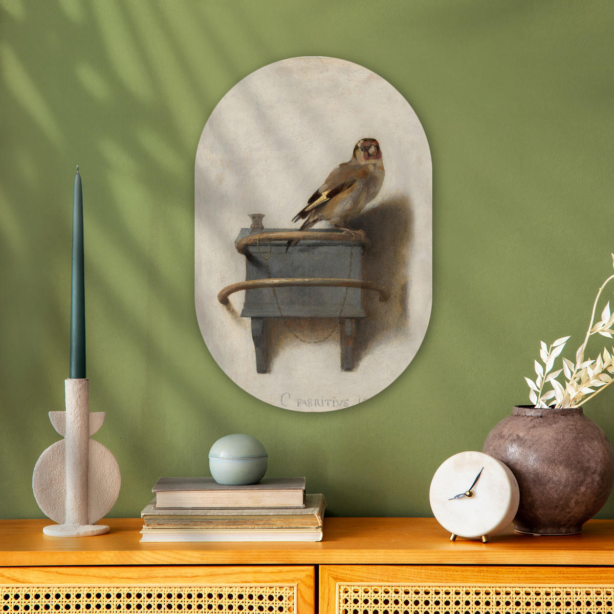 WANDBILD Stieglitz - Alter Meister - Carel Fabritius 40x60 cm - Grau, Kunststoff (40/60cm) - MuchoWow