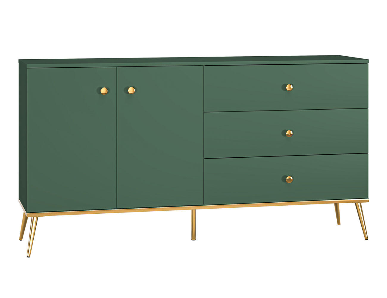 SIDEBOARD Forest dunkelgrün / gold 160 / 40 / 85cm - Grün, Holz/Holzwerkstoff (160/85/40cm) - Feldmann-Wohnen