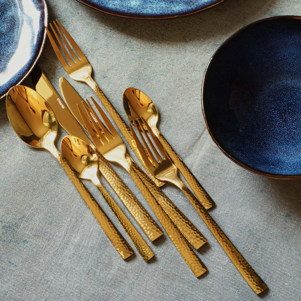 BESTECKSET Martello Gold 24-tlg. - Goldfarben, Metall - Homla