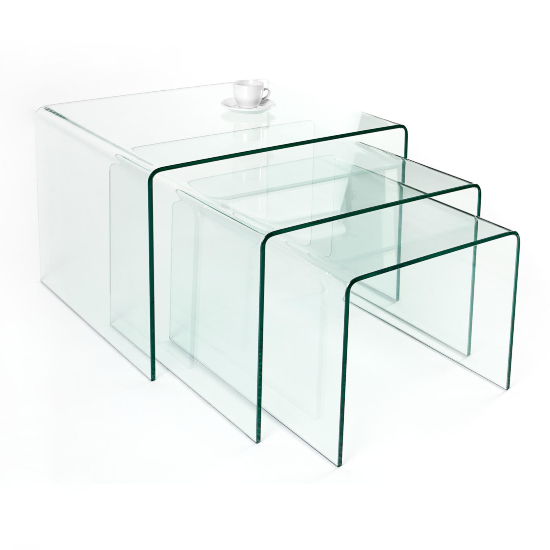 COUCHTISCH FANTOME Sicherheitsglas rechteckig Transparent 60cm 3er Set - Transparent/Braun, Glas (50/60/45cm) - riess-ambiente
