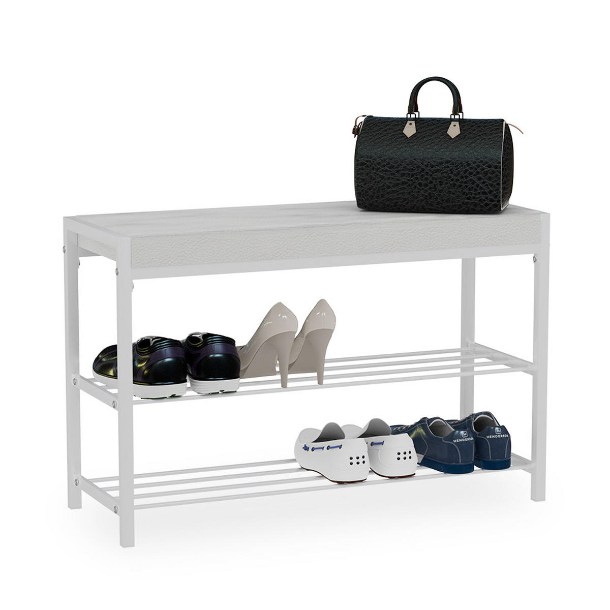 SCHUHBANK Borneo Weiß 80 x 52 cm - Weiß, Textil (80/52/30cm) - Vicco
