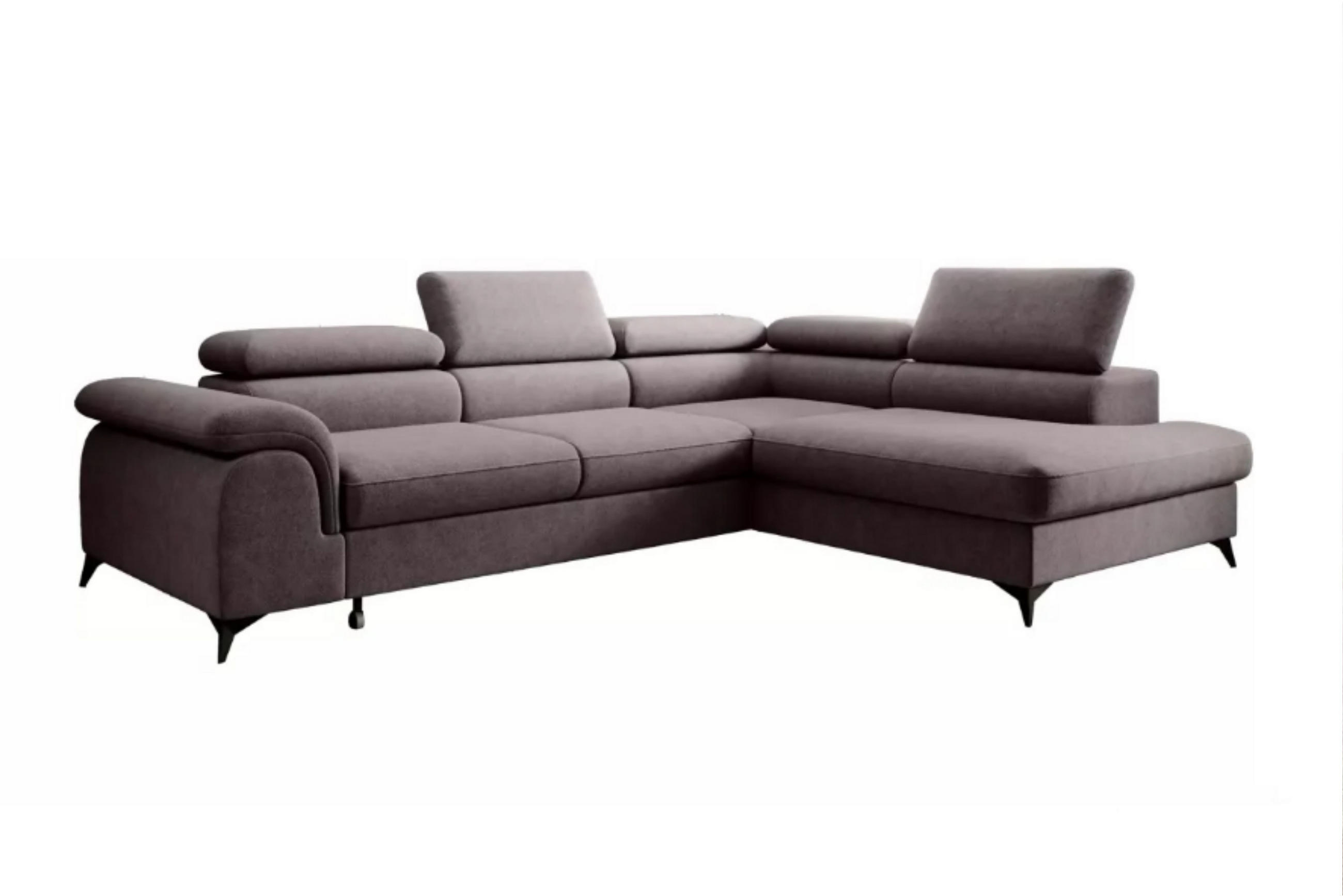 ECKSOFA PLAZA L Rechts mit Schlaffunktion 125x195 Velours Dunkelgrau - Dunkelgrau/Schwarz, Holz/Textil (275/205cm) - Muffo