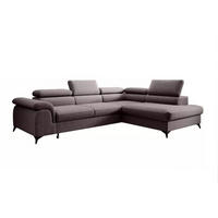 ECKSOFA PLAZA L Rechts mit Schlaffunktion 125x195 Velours Dunkelgrau - Dunkelgrau/Schwarz, Holz/Textil (275/205cm) - Muffo