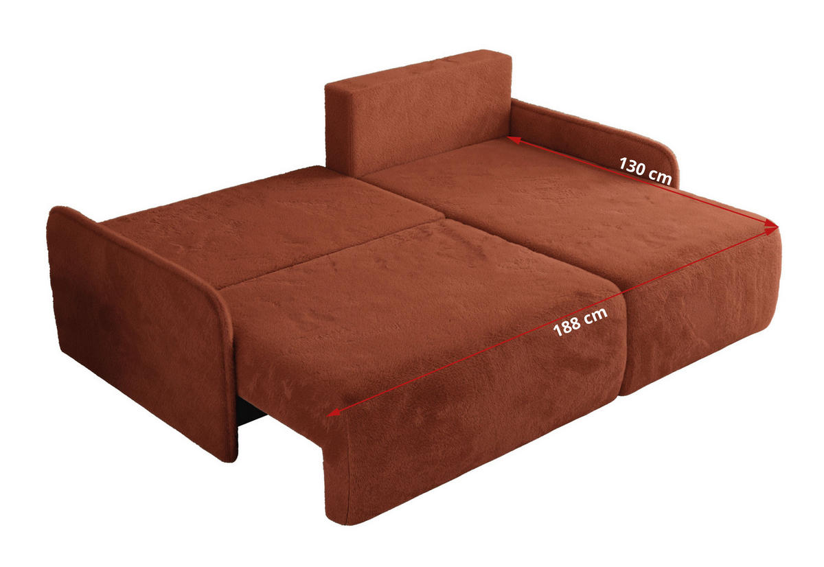 ECKSCHLAFSOFA ARPA L Orange Plüsch - rechts - Schwarz/Orange, Kunststoff/Textil (150/198cm) - MKS
