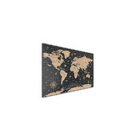 METALBOARD WELTKARTE VINTAGE 90x60cm + Zubehör-Set - Schwarz, Metall (90/60/1.8cm) - ALLboards