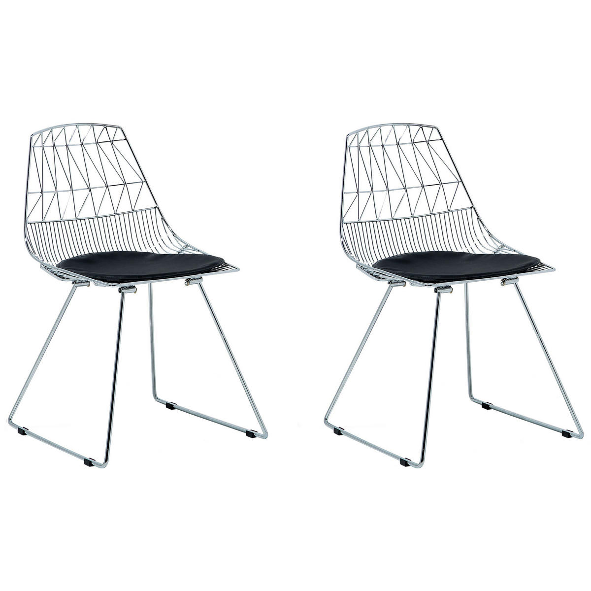 METALLSTUHL 2er-Set Silber Harlan - Silberfarben, Textil/Metall (57/77/54cm) - Beliani