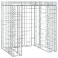 1ER Gabionen Mülltonnenbox ESOL mit Dach | 120x110x91cm | Für 1 Tonne - Silberfarben, Metall (110/120/91cm) - DELUKE