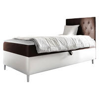 BOXBETT Filip Junior 1, Seite zum Öffnen des Bettkastens: Rechts - Weiß/Braun, Holz (90/200cm) - MIRJAN24