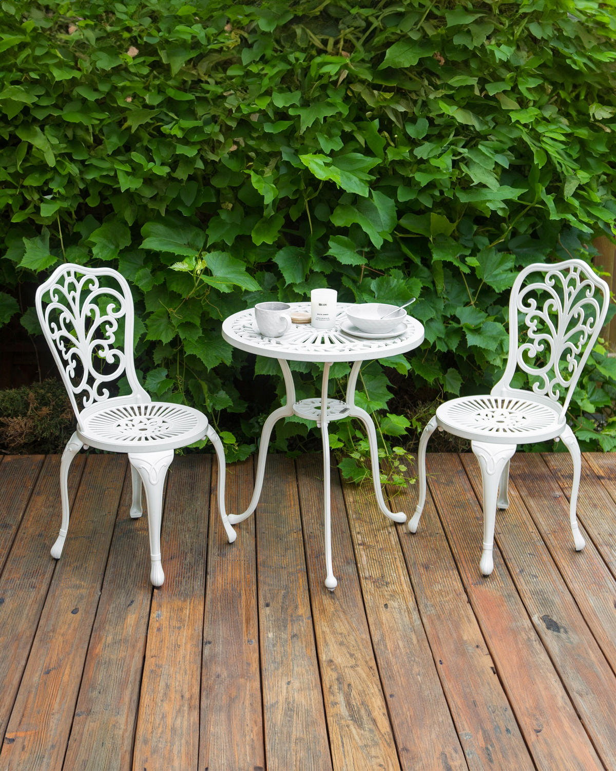 GARTENSTUHL 2er Set Weiß Triora - Weiß, Metall (50/88/50cm) - Beliani