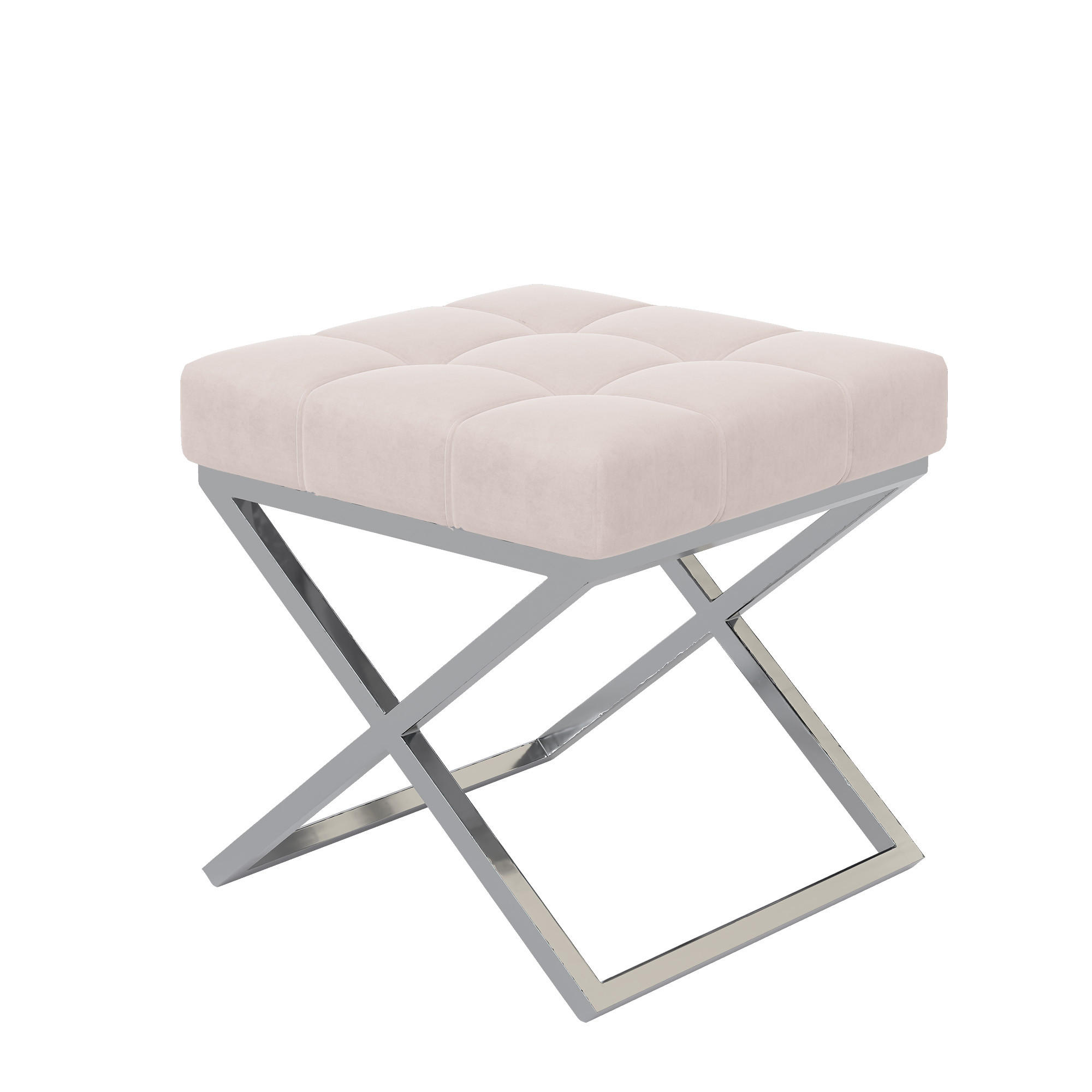 HOCKER LIND 45/45/45 cm, Chrom / Beige - Chromfarben/Beige, Textil/Metall (45/45/45cm) - Idohome