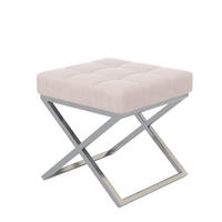 HOCKER LIND 45/45/45 cm, Chrom / Beige - Chromfarben/Beige, Textil/Metall (45/45/45cm) - Idohome