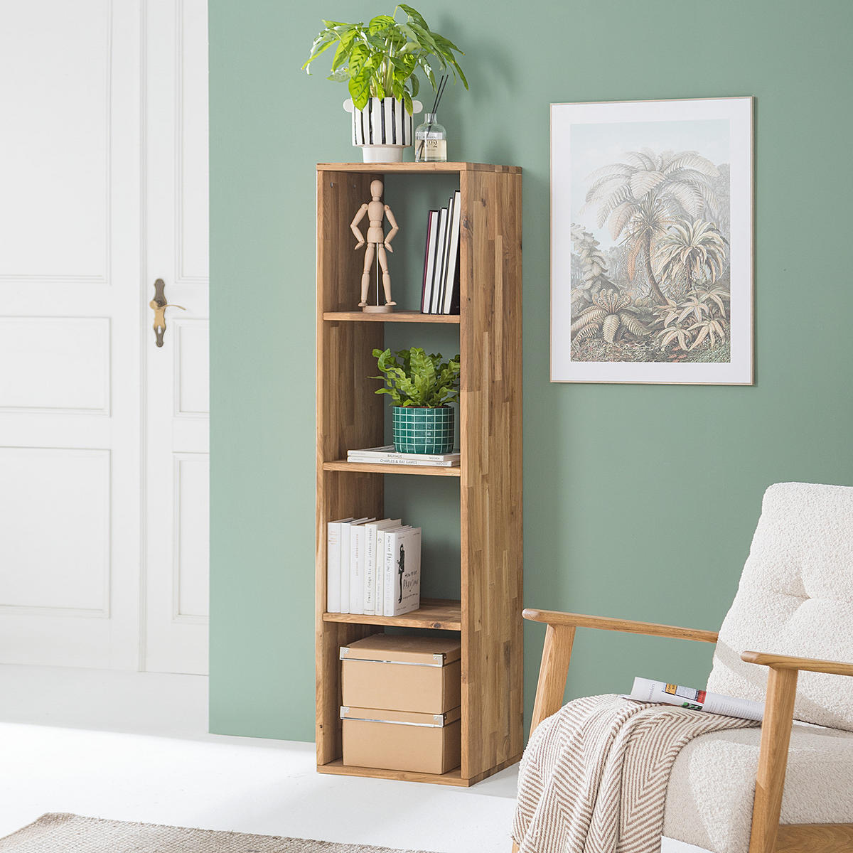 REGAL - Massivholz - Eichefarben, Holz (39/149/35cm) - home24