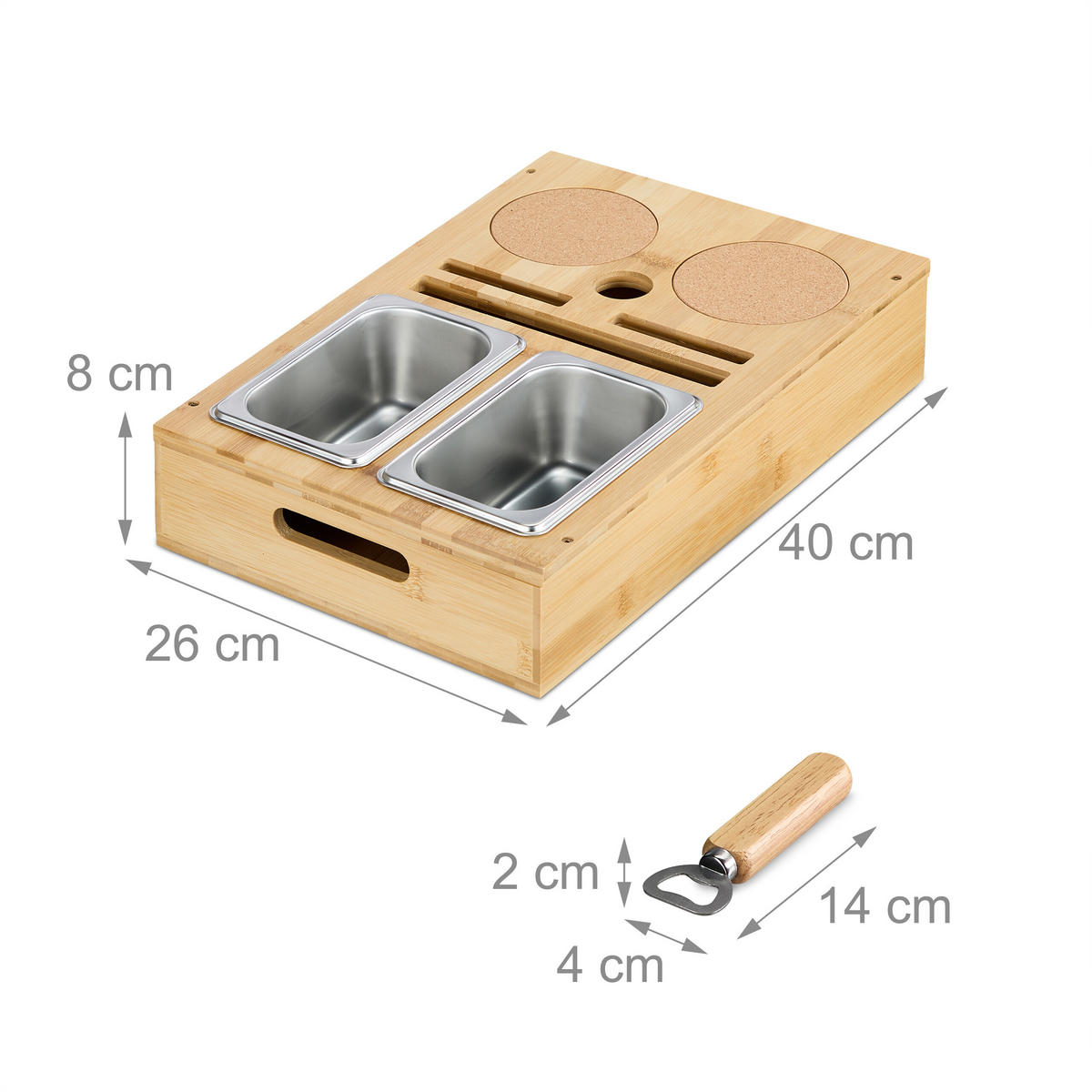 COUCHBAR - Hellbraun, Naturmaterialien/Holz (40/8/26cm) - Relaxdays
